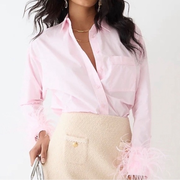 J. Crew Pink Button Down Shirt with Feather Cuffs - Picture 3 of 7